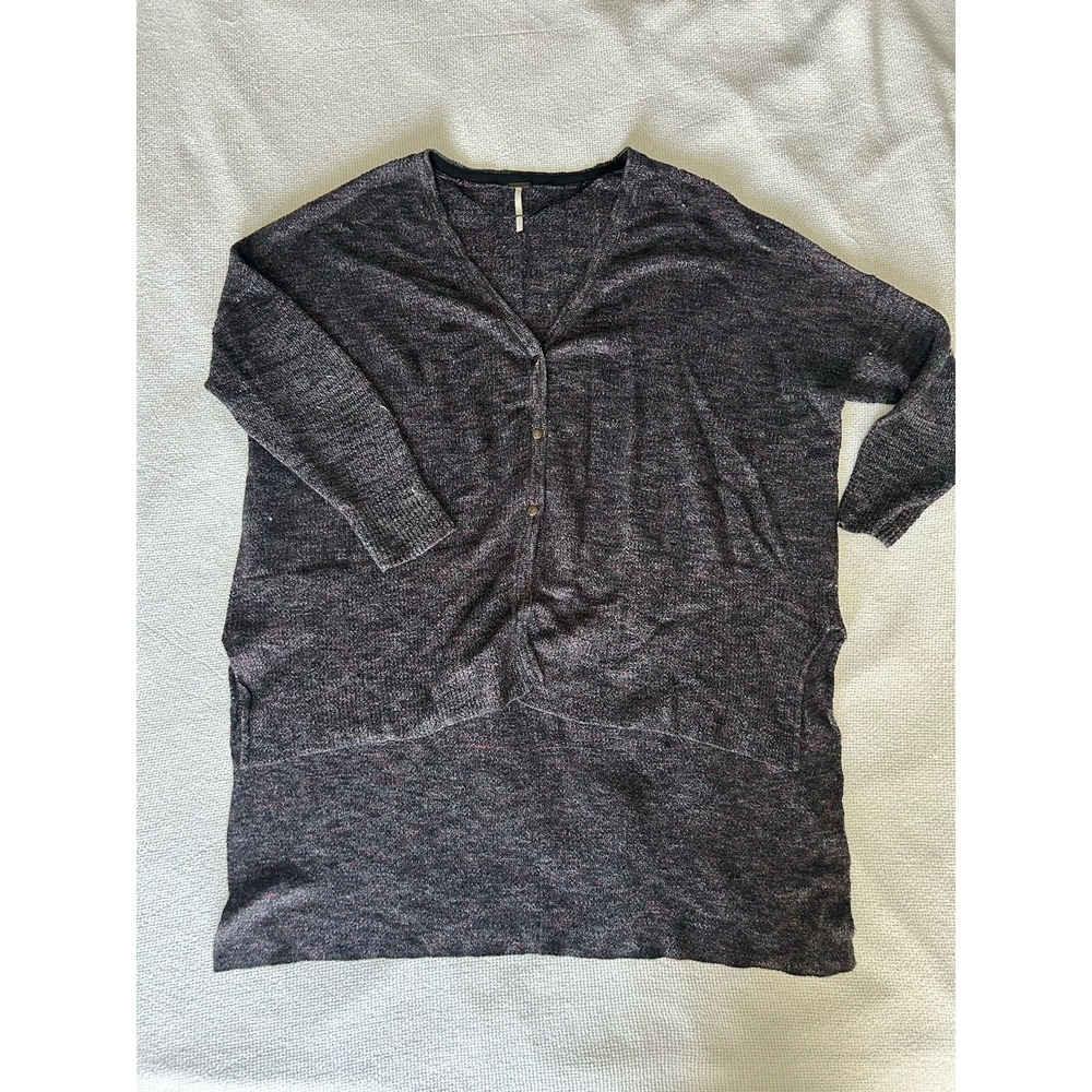 Free People Snap Button Front Oversized Cardigan Sweater Women's Small Purple - Picture 3 of 5